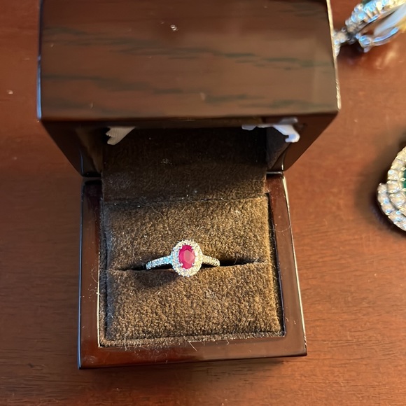Diamond, pink sapphire, and white gold ring - Picture 1 of 9